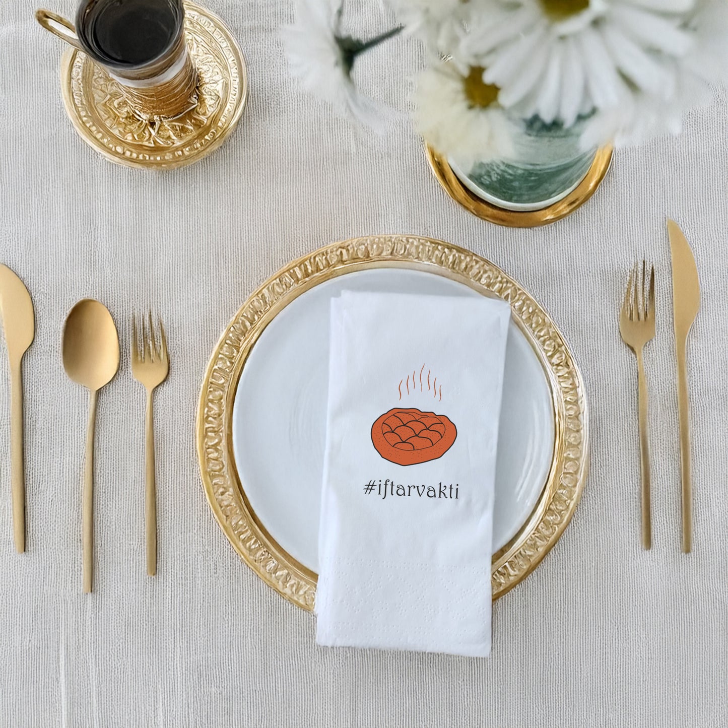 Kidzia İftar Pidesi İlustrasyonlu Ramazan Peçetesi – #iftarvakti Tasarım, 33x33 cm Çift Katlı, 20’li Paket