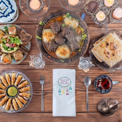 Kidzia Fenerli & Ay-Yıldızlı Çerçeve Ramazan Peçetesi – Yazılı Tasarım, 33x33 cm Çift Katlı, 20’li Paket