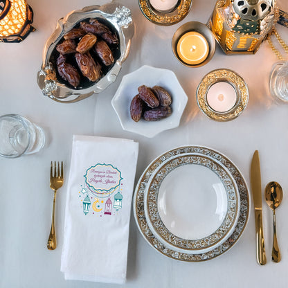 Kidzia Fenerli & Ay-Yıldızlı Çerçeve Ramazan Peçetesi – Yazılı Tasarım, 33x33 cm Çift Katlı, 20’li Paket