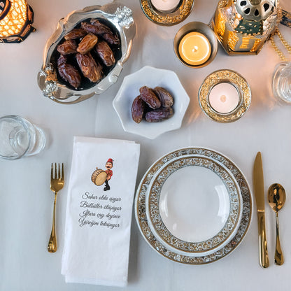 Kidzia Ramazan Davulcusu Çizimli Peçete – Mani Yazılı, 33x33 cm Çift Katlı, 20’li Paket