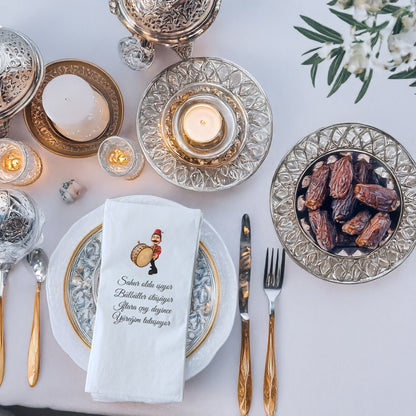 Kidzia Ramazan Davulcusu Çizimli Peçete – Mani Yazılı, 33x33 cm Çift Katlı, 20’li Paket