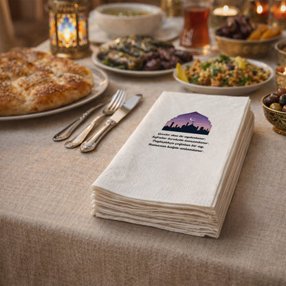 Ramazan Desenli Baskılı Peçete – Dua ve Bereket Temalı | 33x33 cm Çift Katlı