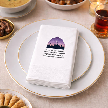 Ramazan Desenli Baskılı Peçete – Dua ve Bereket Temalı | 33x33 cm Çift Katlı