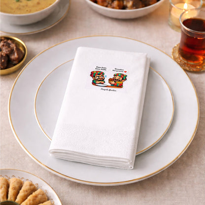 Eğlenceli Ramazan Desenli Baskılı Peçete – Karagöz Hacivat Temalı | 33x33 cm