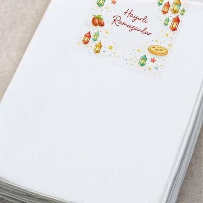 Hayırlı Ramazanlar Baskılı Peçete – Fener & Hilal Desenli | 33x33 cm Çift Katlı