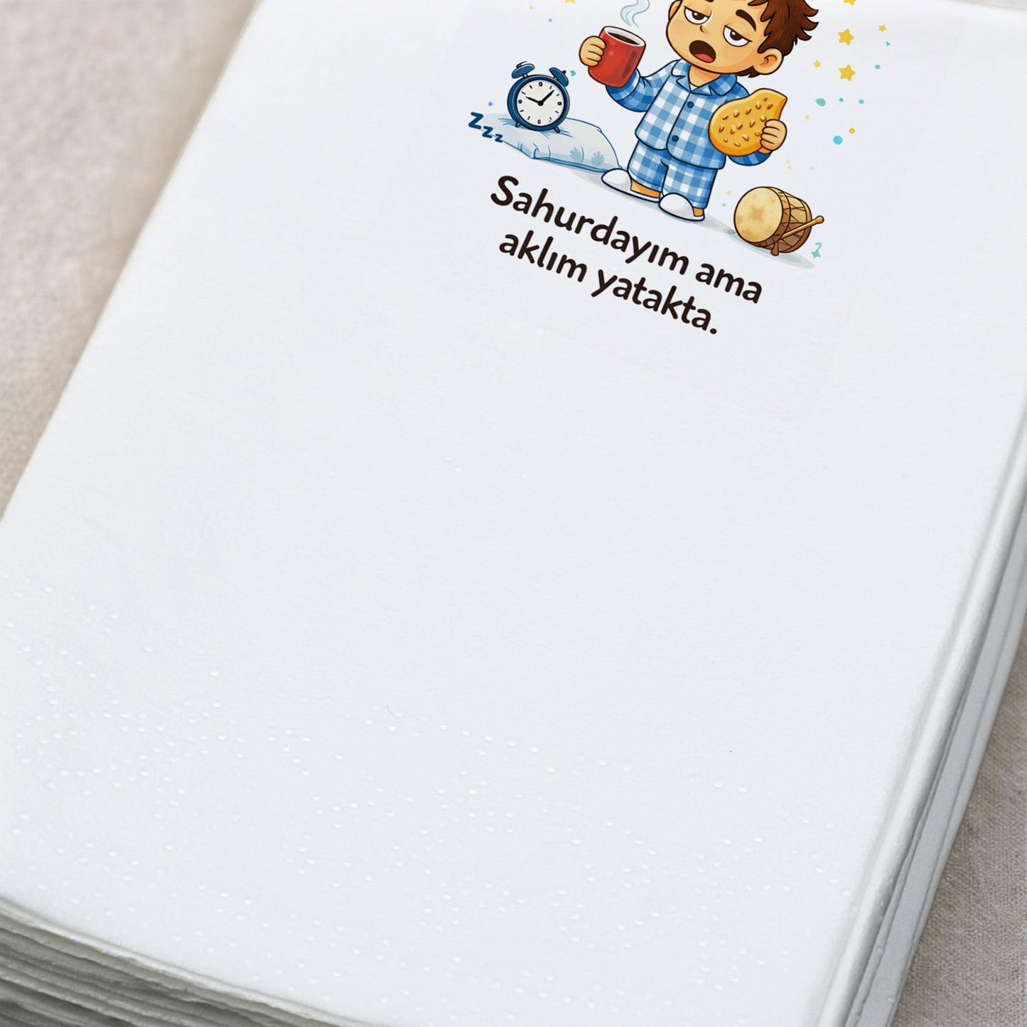 Komik Sahur Baskılı Peçete – Sahurdayım Ama Aklım Yatakta | 33x33 cm