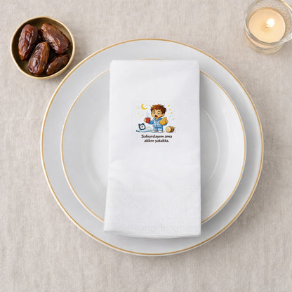 Komik Sahur Baskılı Peçete – Sahurdayım Ama Aklım Yatakta | 33x33 cm