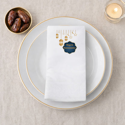 Hayırlı Ramazanlar Baskılı Peçete – Altın Fener Desenli Premium Tasarım | 33x33 cm