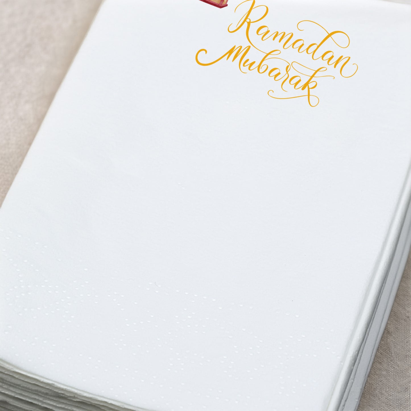 Ramadan Mubarak Baskılı Peçete – Suluboya Fener Desenli | 33x33 cm Çift Katlı