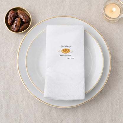 İftar Soframıza Hoş Geldiniz Baskılı Peçete – Ramazan Pidesi Desenli | 33x33 cm