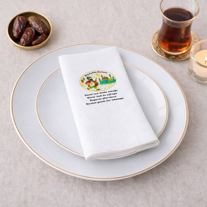 Hoş Geldin Ramazan Davulcu Desenli Baskılı Peçete – Bereket Temalı | 33x33 cm