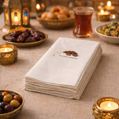 İftar Vakti Hurma Desenli Baskılı Peçete – Minimal Ramazan Tasarımı | 33x33 cm