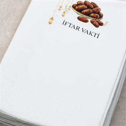 İftar Vakti Hurma Desenli Baskılı Peçete – Minimal Ramazan Tasarımı | 33x33 cm