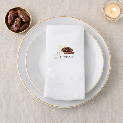 İftar Vakti Hurma Desenli Baskılı Peçete – Minimal Ramazan Tasarımı | 33x33 cm