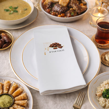 İftar Vakti Hurma Desenli Baskılı Peçete – Minimal Ramazan Tasarımı | 33x33 cm