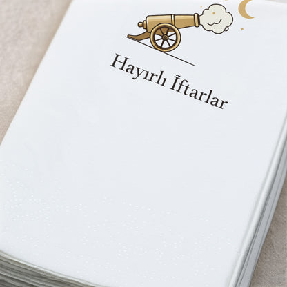 Hayırlı İftarlar Yazılı Ramazan Peçetesi – Top Motifli Klasik İftar Sofrası | 33x33 cm