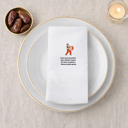 Davulcu Figürlü Yazılı Ramazan Peçetesi | İftar Manili Tasarım 33x33 cm