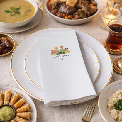 Ramazan Desenli Baskılı Peçete – Aile Sofrası Temalı | Bu Sofrada Bereket Var | 33x33 cm