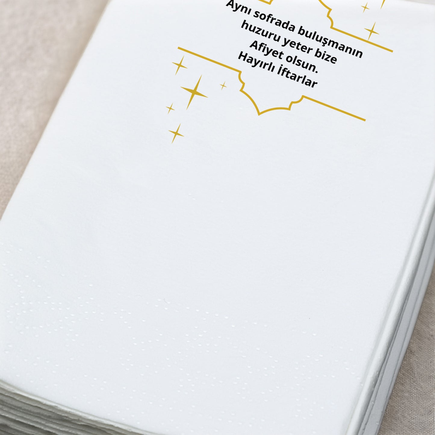 Ramazan Desenli Baskılı Peçete – Aynı Sofrada Buluşmanın Huzuru | Hayırlı İftarlar | 33x33 cm