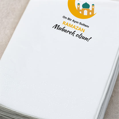 Ramazan Desenli Baskılı Peçete – On Bir Ayın Sultanı | Ramazan Mübarek Olsun | 33x33 cm