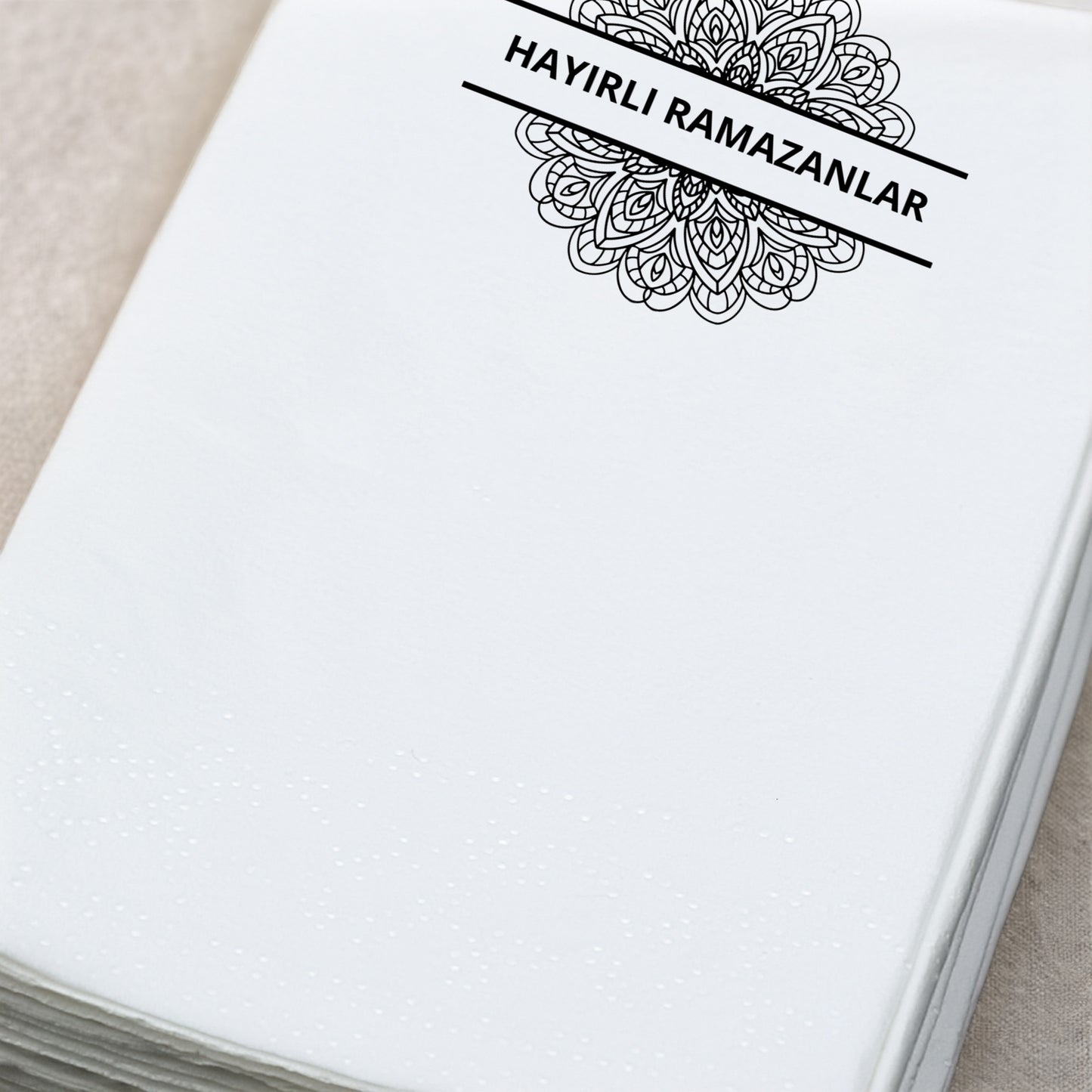 Ramazan Desenli Baskılı Peçete – Mandala Motifli | Hayırlı Ramazanlar | 33x33 cm