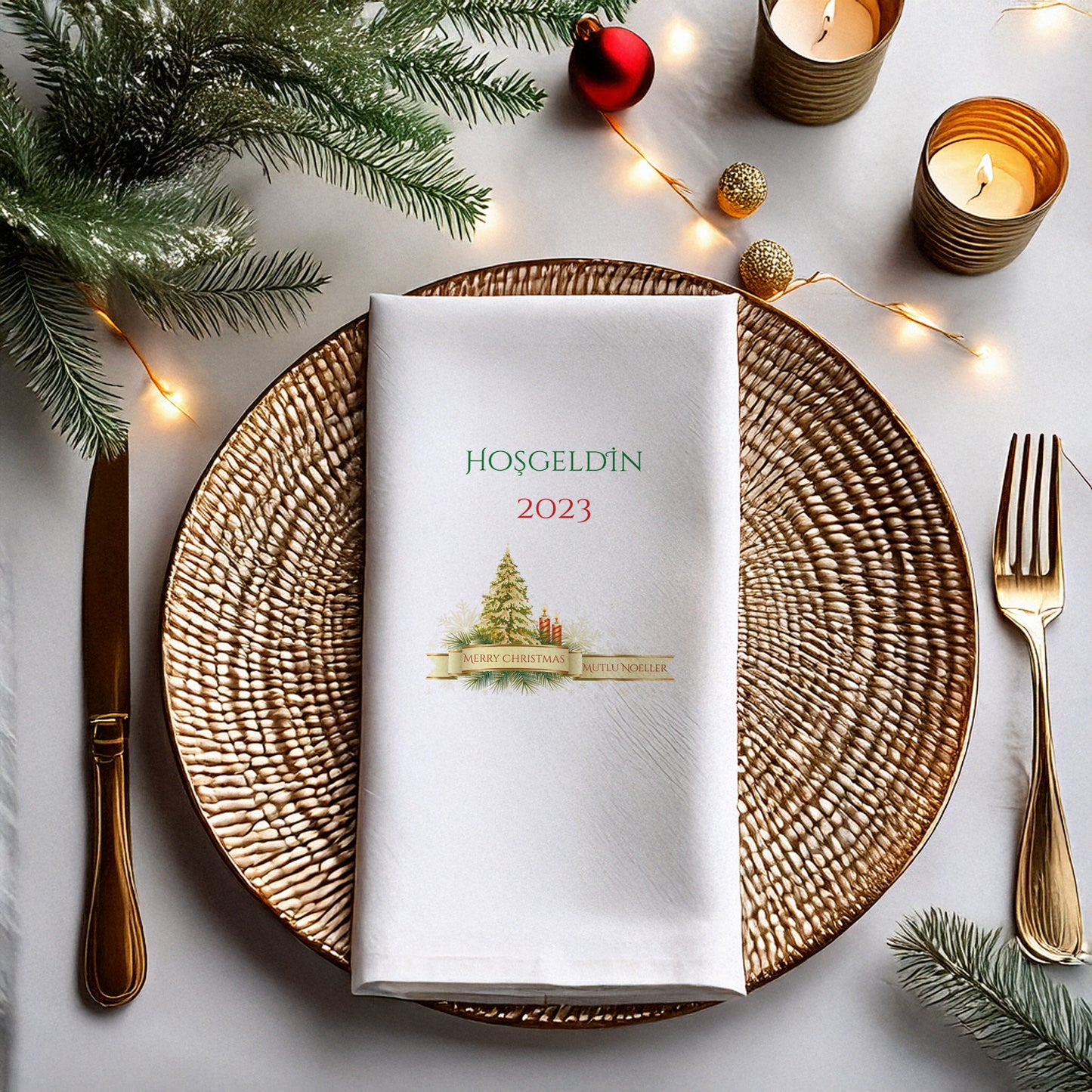 Hoşgeldin 2023 Yılbaşı Temalı Baskılı Peçete – 20’li | Yeni Yıl Masası Süsleme Peçetesi