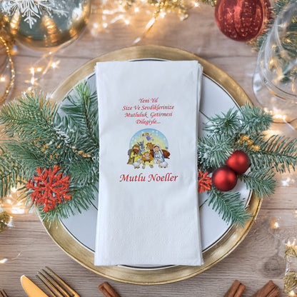 Kidzia Mutlu Noeller Temalı Yılbaşı Baskılı Peçete – Christmas Dekoratif Servis Peçetesi | 33x33 cm 20’li Paket