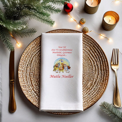 Kidzia Mutlu Noeller Temalı Yılbaşı Baskılı Peçete – Christmas Dekoratif Servis Peçetesi | 33x33 cm 20’li Paket