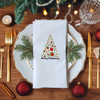 Merry Christmas Ağaç Desenli Yılbaşı Baskılı Peçete – 20’li | 33x33cm Çift Katlı Selülozik | Kidzia