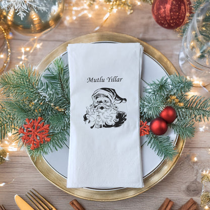 Mutlu Yıllar Siyah Beyaz Vintage Noel Baba Baskılı Yılbaşı Peçete – 33x33cm Çift Katlı (20’li Paket)