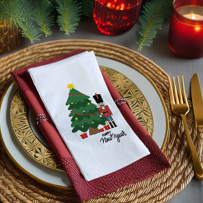 Nutcracker & Christmas Tree Yılbaşı Temalı Baskılı Peçete – 2026 Yeni Yıl Tasarımı | 33x33 cm, 20’li Paket