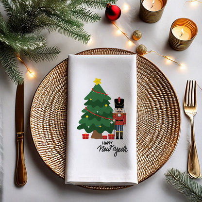 Nutcracker & Christmas Tree Yılbaşı Temalı Baskılı Peçete – 2026 Yeni Yıl Tasarımı | 33x33 cm, 20’li Paket