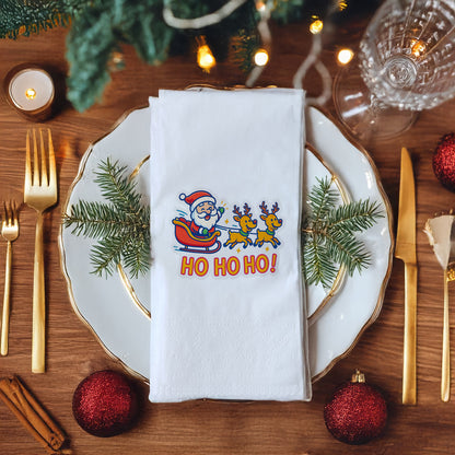 Ho Ho Ho! Çizgi Film Noel Baba & Ren Geyiği Baskılı Yılbaşı Peçete – 33x33 cm, 20’li Paket