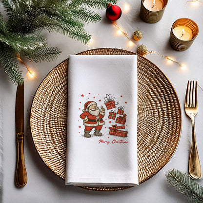 Vintage Noel Baba Merry Christmas Baskılı Yılbaşı Peçetesi – 33x33 cm, 20’li