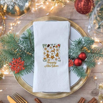 Gingerbread Kurabiye Desenli Happy New Year Yılbaşı Peçetesi – 33x33 cm, 20’li