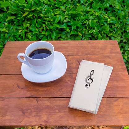 Sol Anahtarı Notalı Baskılı Peçete – 33x33cm Çift Katlı, Şık Müzik Temalı Peçete (20'li Paket)