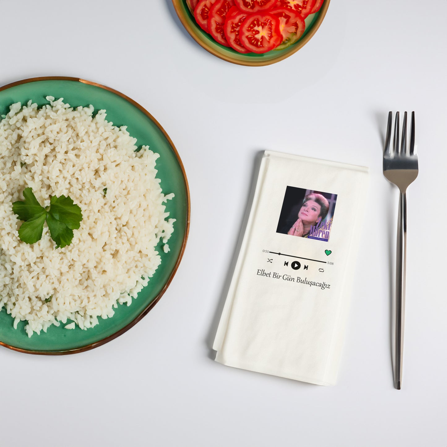 Elbet Bir Gün Buluşacağız Şarkı Temalı Baskılı Peçete – 33x33cm Çift Katlı, Müzik Konsept Masa Peçetesi (20’li Paket)