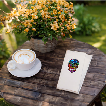 Mandala Skull Desenli 33x33 Baskılı Peçete – Renkli Boho Kafatası Tasarım, 20’li Paket