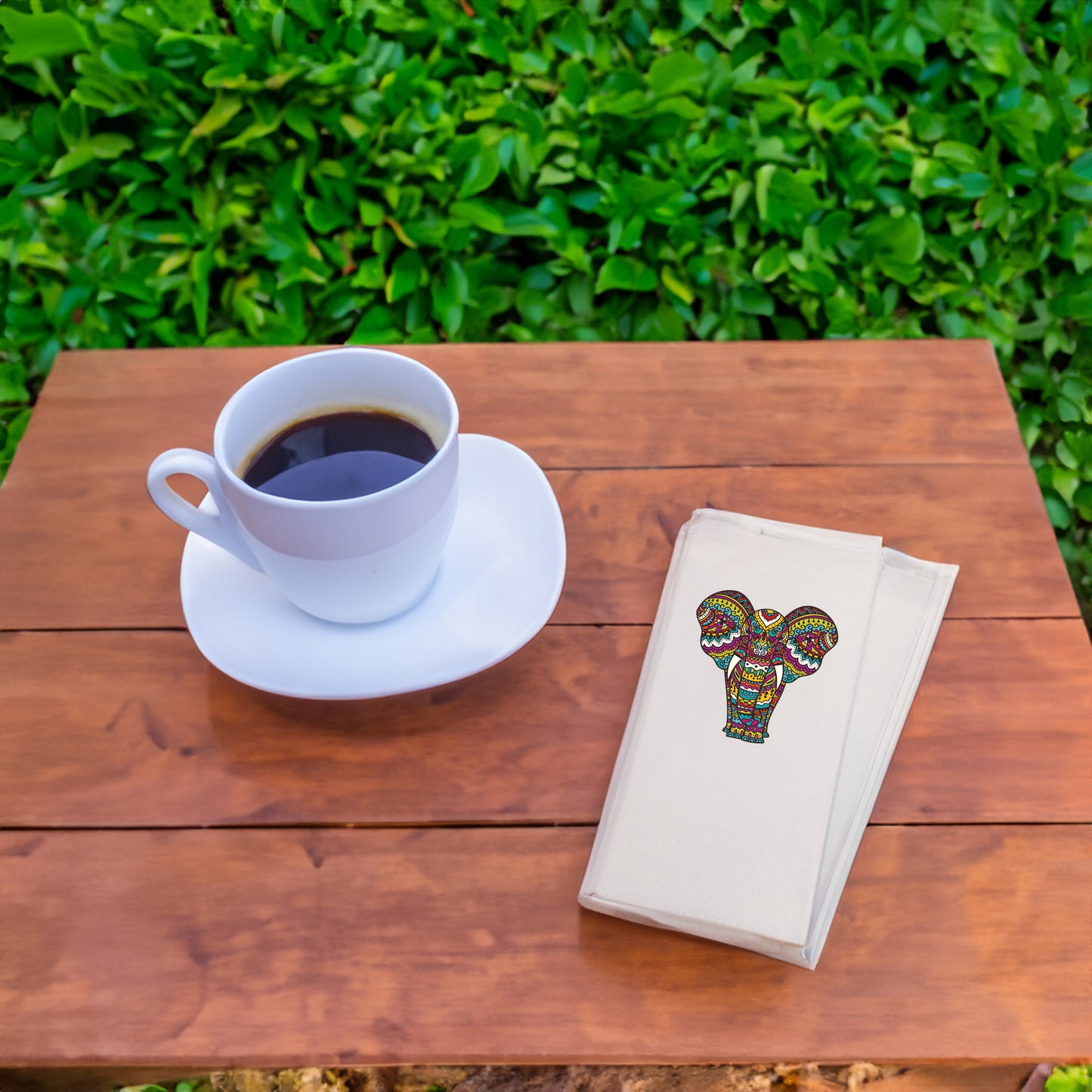 Mandala Fil Desenli Baskılı Peçete – 33x33cm Çift Katlı, Etnik Tasarım, 20’li Paket