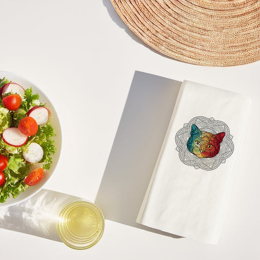 Mandala Kedi Desenli Renkli Baskılı Peçete – 33x33 cm, 20’li Paket, Çift Katlı Selülozik