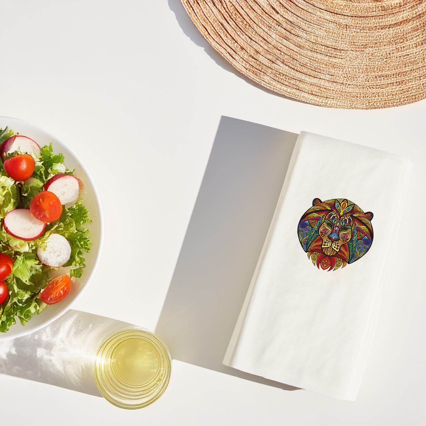 Mandala Aslan Desenli Baskılı Peçete – 33x33 cm, 20’li Paket, Renkli Dekoratif Servis Peçetesi