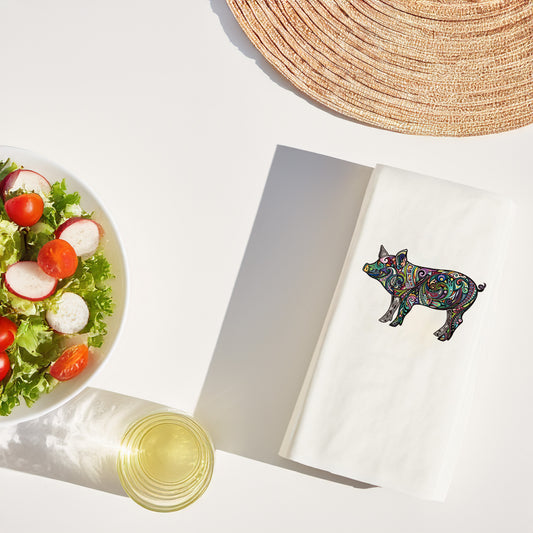 Mandala Domuz Desenli Renkli Baskılı Peçete – 33x33cm Çift Katlı, 20’li Paket