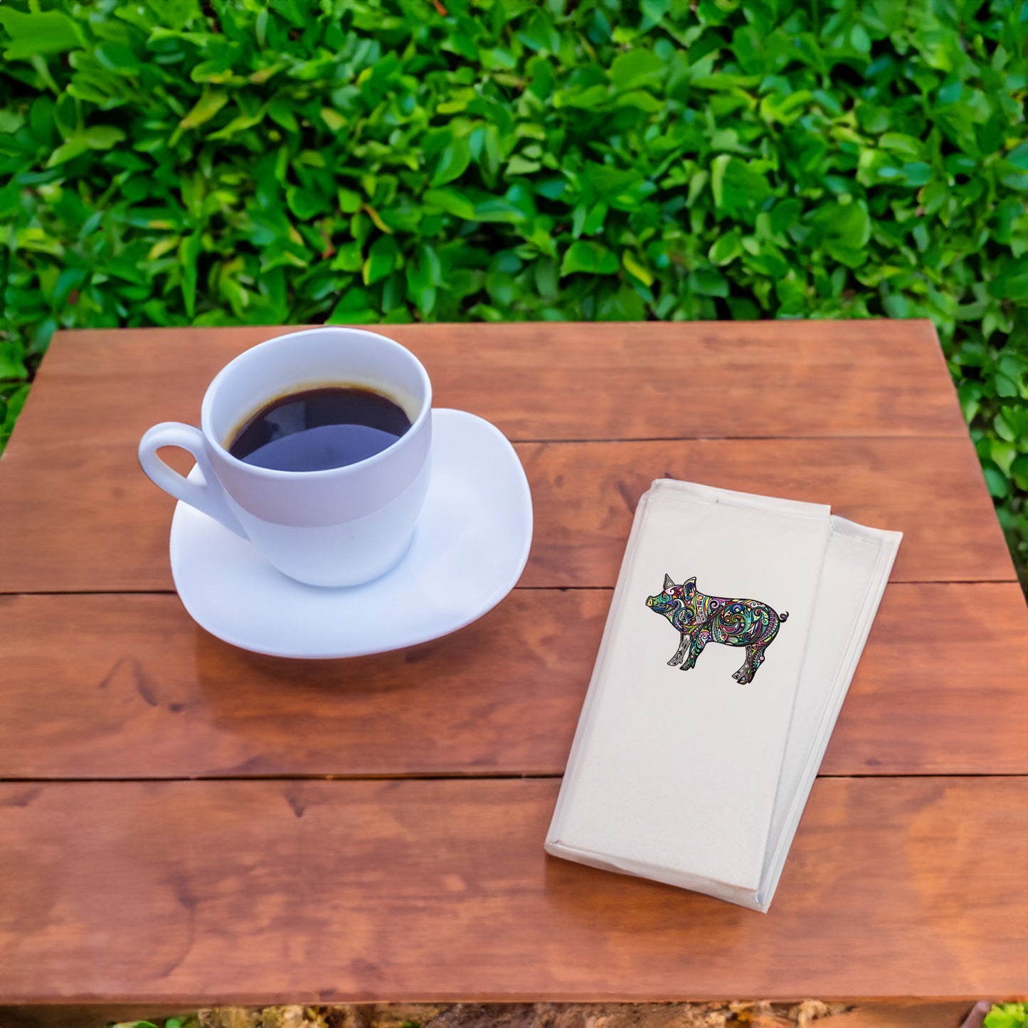 Mandala Domuz Desenli Renkli Baskılı Peçete – 33x33cm Çift Katlı, 20’li Paket