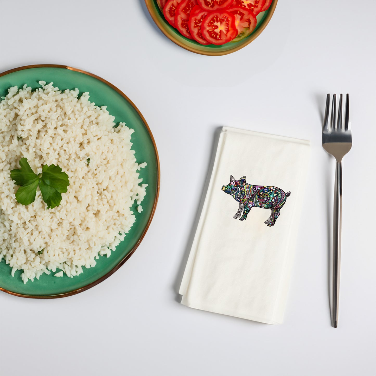 Mandala Domuz Desenli Renkli Baskılı Peçete – 33x33cm Çift Katlı, 20’li Paket