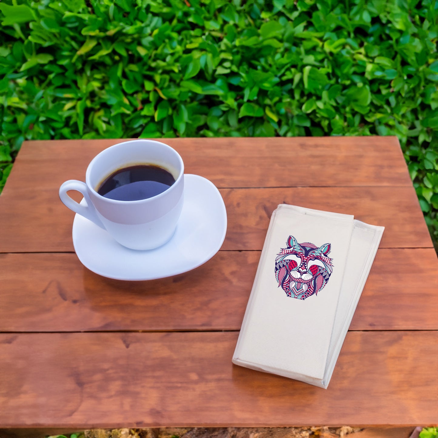 Mandala Kurt Desenli Renkli Baskılı Peçete – 33x33 cm Çift Katlı, 20’li Paket