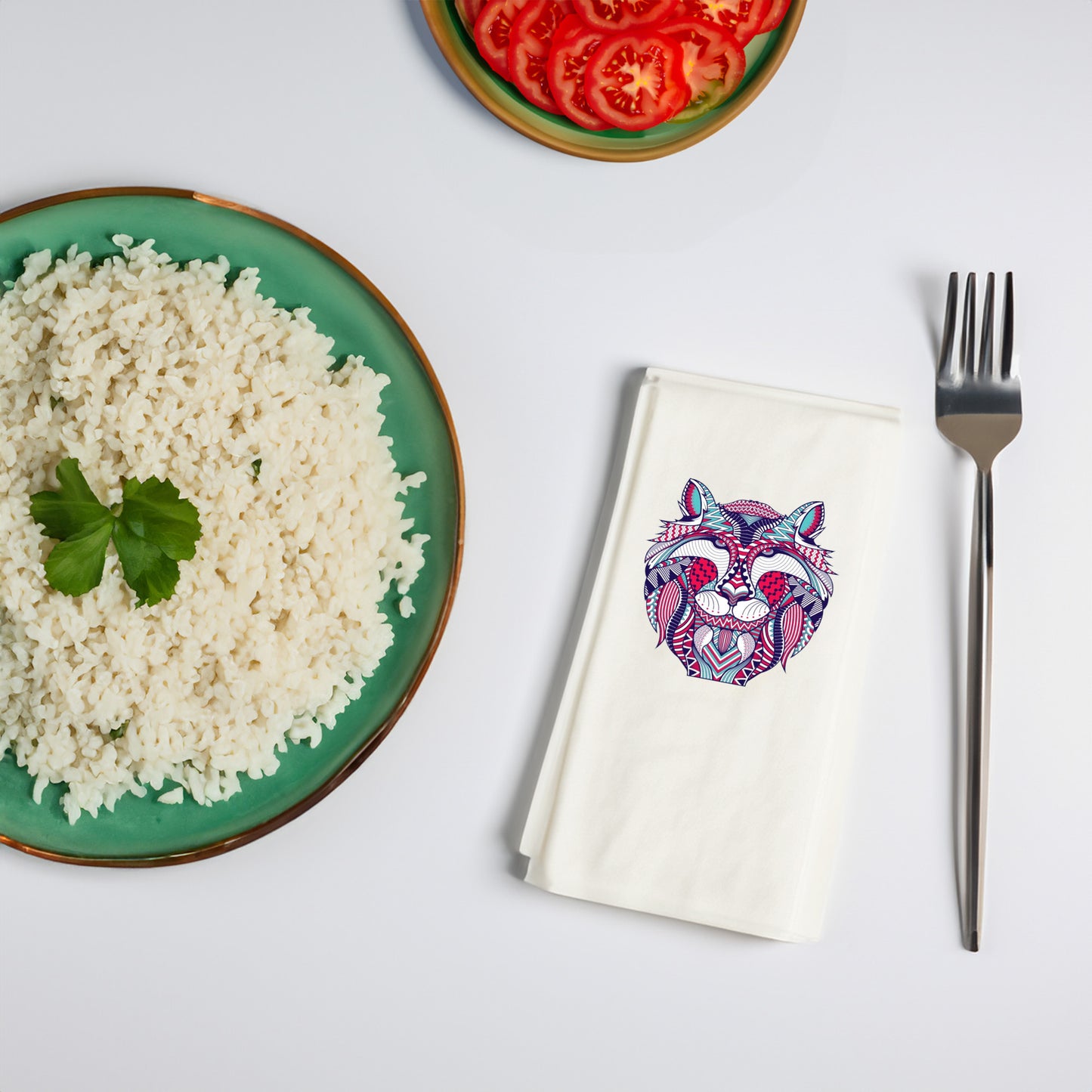 Mandala Kurt Desenli Renkli Baskılı Peçete – 33x33 cm Çift Katlı, 20’li Paket