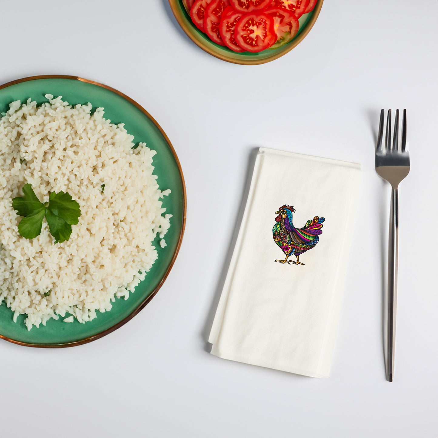 Mandala Renkli Tavuk Desenli 33x33cm Baskılı Peçete – 20’li Paket