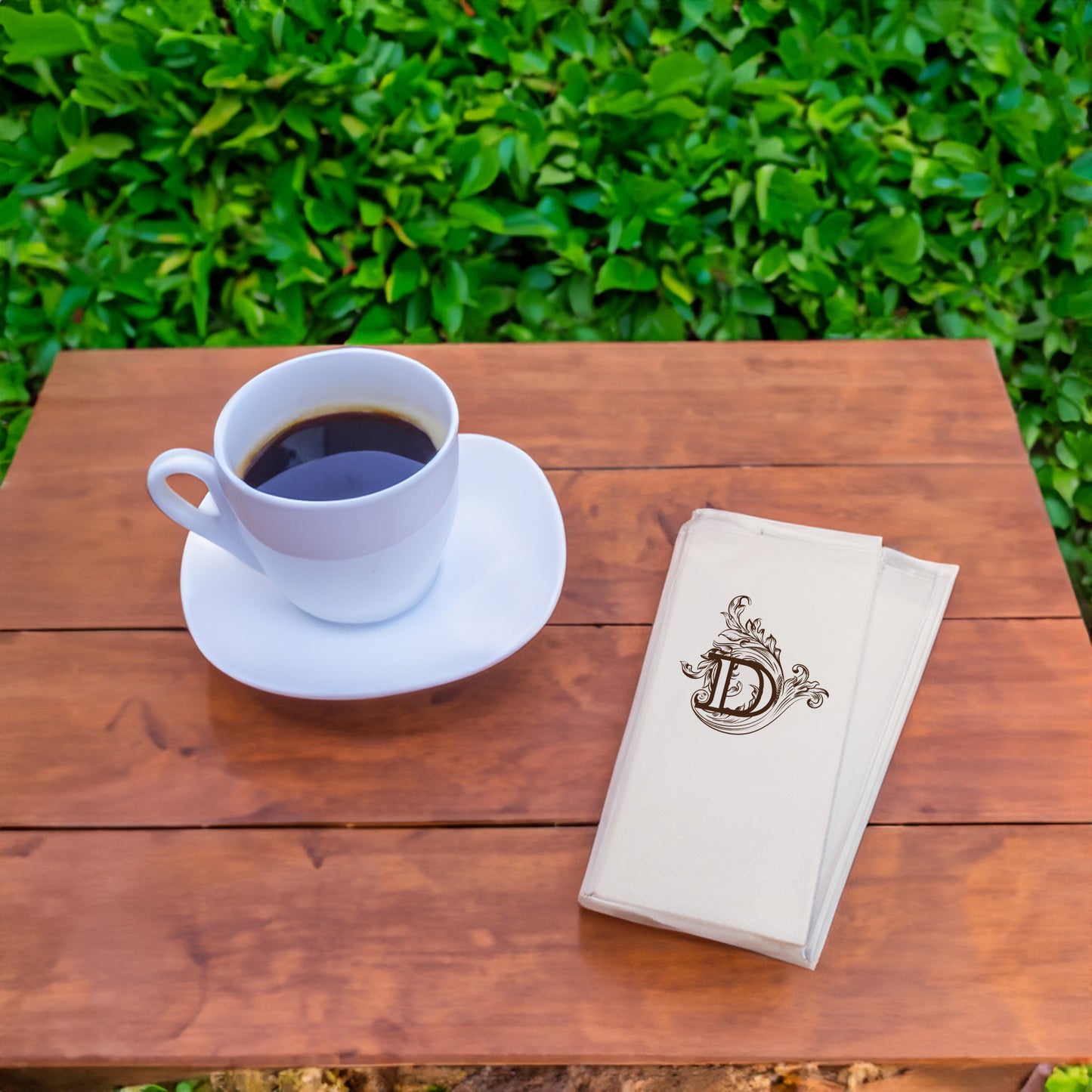 D Harfi Monogram Desenli Premium Baskılı Peçete – 33x33cm Çift Katlı, 20’li Paket