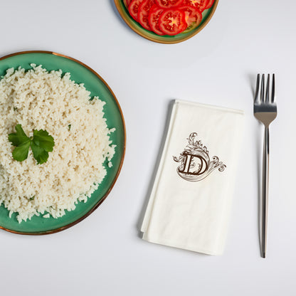 D Harfi Monogram Desenli Premium Baskılı Peçete – 33x33cm Çift Katlı, 20’li Paket