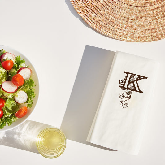 K Monogram Baskılı Premium Peçete – 33x33cm Çift Katlı, Özel Tasarım 20’li Paket